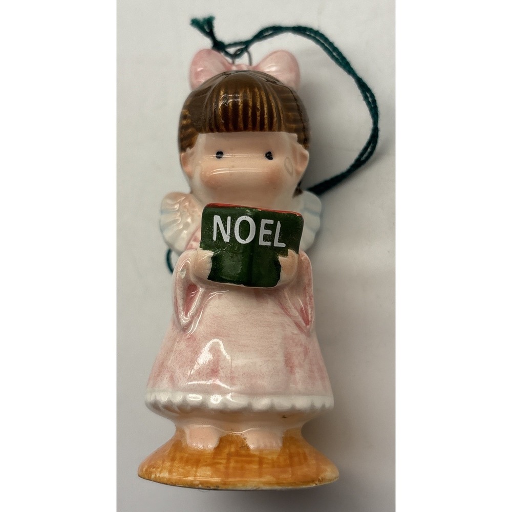 Vintage 1979 Joan Walsh Anglund Noel Angel Ceramic Christmas Ornament Japan